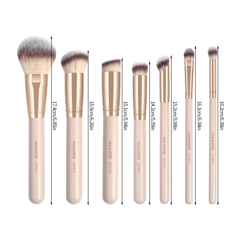 MAANGE 7pcs/set Makeup Brushes for Cosmetic Foundation Powder Concealer Blush Brush Blending Soft Bristles Beauty Tools