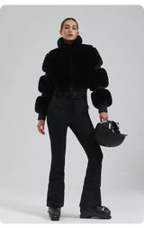 Winter New Female Skiing Jumpsuit Snowfield Waterproof Adult Ski Clothes Warm Thick Snow Tracksuit Women Slim Outdoor Sport Suit