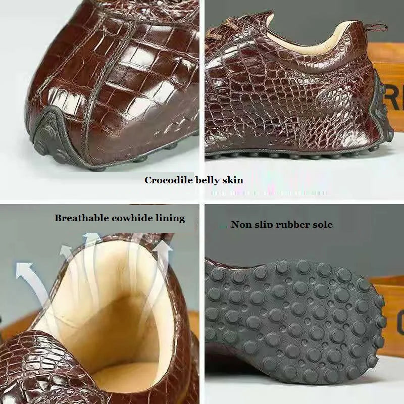 2025 new arrival Fashion Crocodile Belly Skin causal shoes men,male Genuine leather Sneakers 018