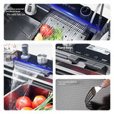 100 CM Large Size Single Slot Stainless Steel Kitchen Sink Multifunctional With Trash Can and Draining Rack Wash Vegetable Basin