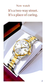 Original OUPINKE 3199 Swiss Automatic Mechanical Watch for Women Real Diamond Sapphire Mirror Ladies Watch Bracelet Set Gift NEW