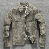 Camouflage Grey Spring Leather Jacket Men Vintage Style Genuine Natural Sheepskin Single Breasted Leather Coat