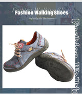 TMA EYES Women's Hand-Stitched Leather Sneakers Lightweight Flat Design Shoes For Women For Autumn Seasons