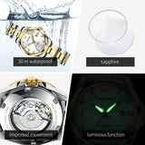 Original OUPINKE 3199 Swiss Automatic Mechanical Watch for Women Real Diamond Sapphire Mirror Ladies Watch Bracelet Set Gift NEW