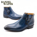 Comfy Genuine Leather Buckle Strap Ankle Boots Men’s Formal Business Office Daily Commute Wedding Party Travel Shoes