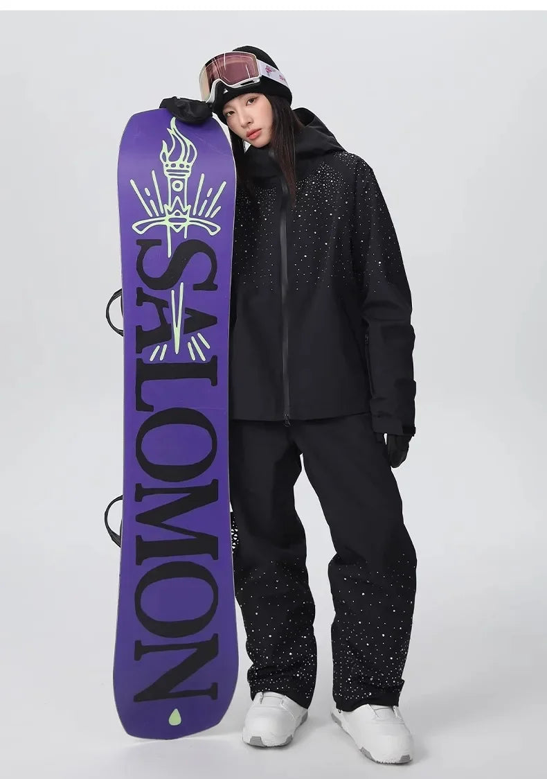 2025 Adult Fashion New Ski Suit Shirt Pants Winter Skiing Sports Windproof Waterproof Wear-resistant Warm Loose Women Ski Sets