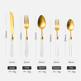 High End Diamond Series Knife, Fork and Spoon Set Flatware, 304 Stainless Steel, Gold and Silver Cutlery Serves 4