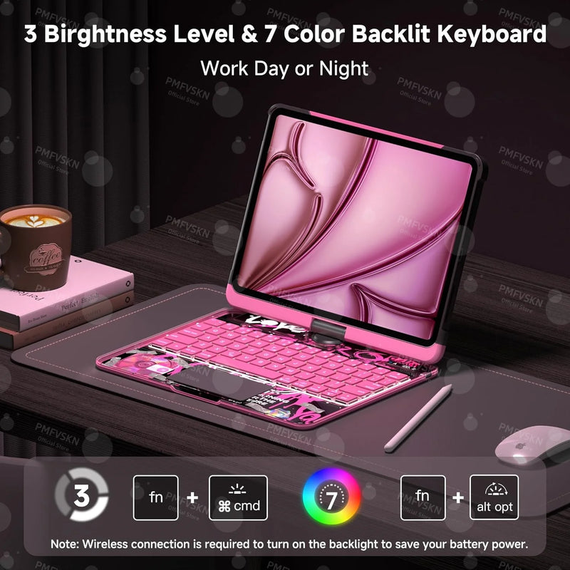 Bluetooth Magic Keyboard For iPad Air 11 13 2025 Air 5 4 iPad 11 A16 10th Gen Rotatable Case For iPad Pro 11 13 M4 Pro 12.9 2022
