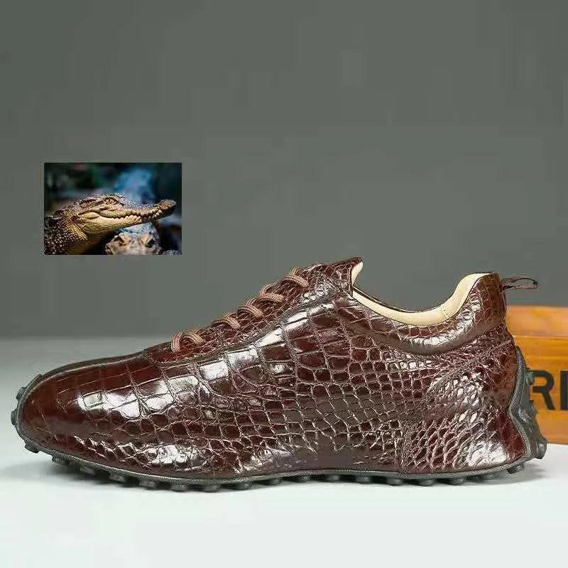 2025 new arrival Fashion Crocodile Belly Skin causal shoes men,male Genuine leather Sneakers 018