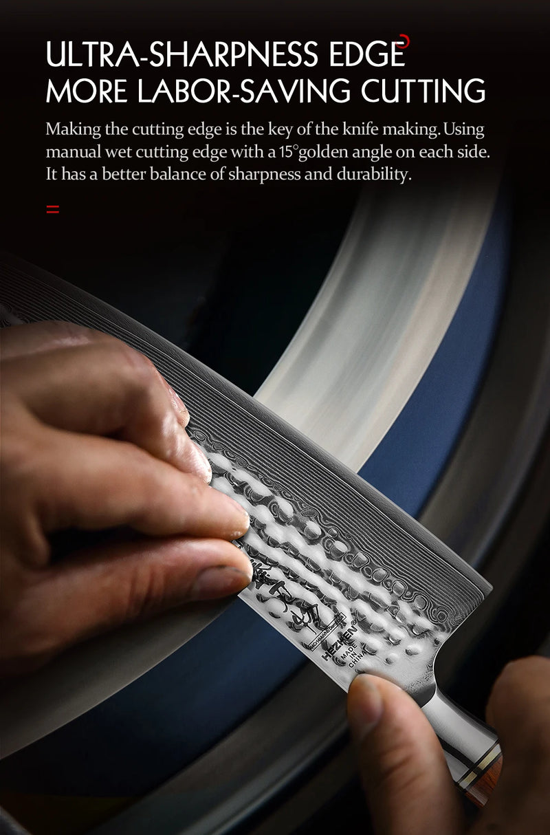 HEZHEN 8.3 Inches Chef Knife Power Steel Core 73 Layer Damascus Steel Kitchen Tools For Maet Cooking Knives Beautiful Gift Box