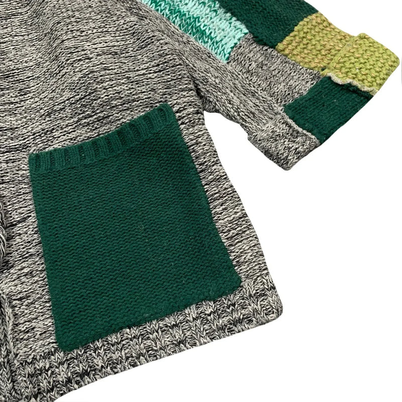 New Spring and Autumn Long Sleeve V-neck Cardigan loose hand-color matching design unique niche tide coat