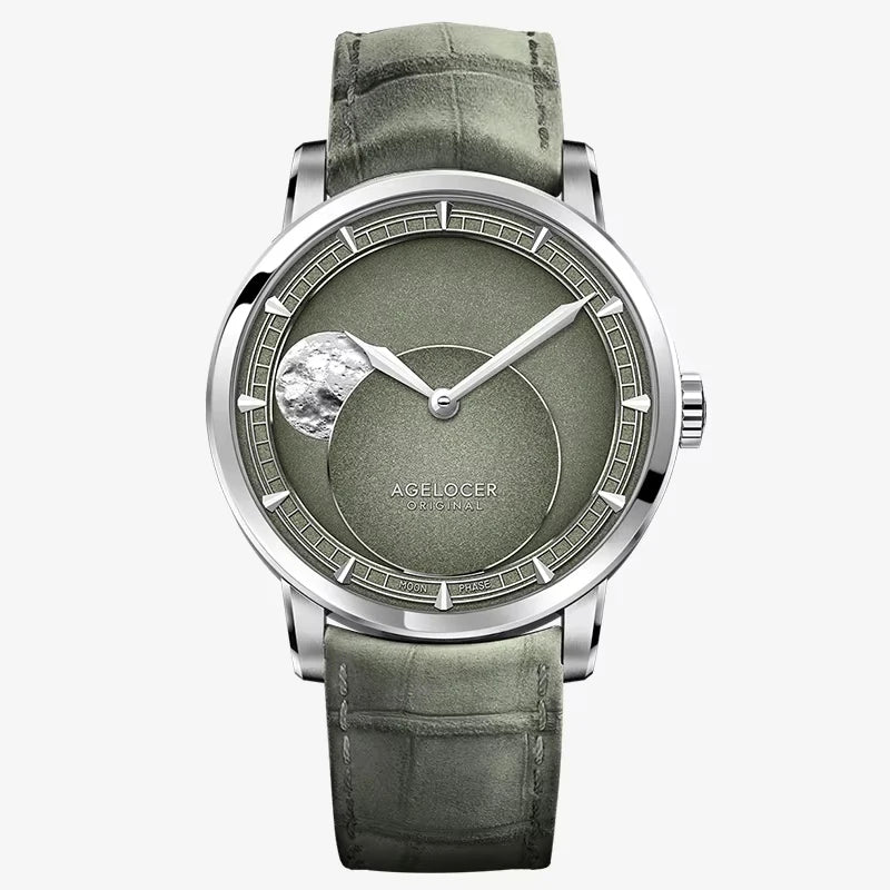 AGELOCER Original Astronomer Watch Men's Luxury Watch Automatic Mechanical 29.51-day Moon Phase Watch Birthday Gift for Men