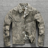 Camouflage Grey Spring Leather Jacket Men Vintage Style Genuine Natural Sheepskin Single Breasted Leather Coat