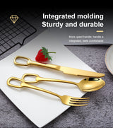 30Pcs Luxury Tableware Set 304 Stainless Steel Knife Fork Spoon Cutlery Set Elegant Dinnerware Set Creativity Hangable Design