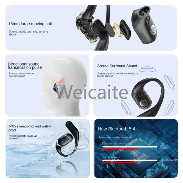 New intelligent digital noise reduction non in ear air conduction wireless earphones with ultra long battery Bluetooth earphones