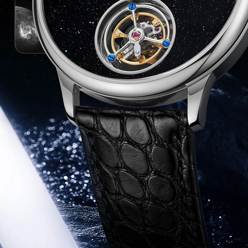 Seagull Tourbillon Men Watch ST8230 Manual Mechanical Vintage Skeleton Wristwatch Elegant Crocodile Strap Relogio Masculion 6144