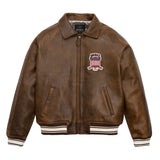 Europe US plus size Men Hip Hop Sheep skin Varsity Jacket Embroidered Diamond Classic Casual Sport genuine leather Coat clothing