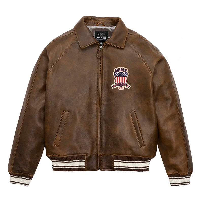 Europe US plus size Men Hip Hop Sheep skin Varsity Jacket Embroidered Diamond Classic Casual Sport genuine leather Coat clothing