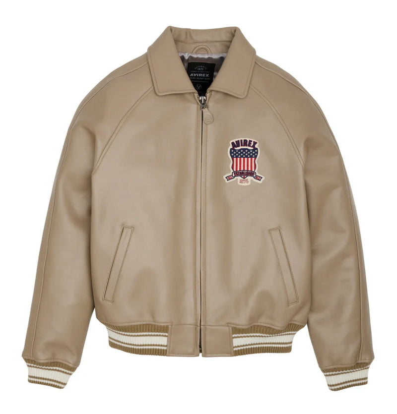 Europe US plus size Men Hip Hop Sheep skin Varsity Jacket Embroidered Diamond Classic Casual Sport genuine leather Coat clothing