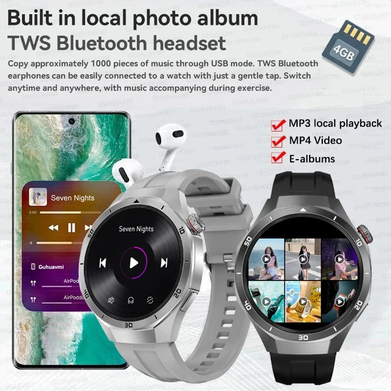 2025New Watch 5 Ultra Smart Watch 4GB Memory GPS Local Music TWS Earphones Fitness Tracker Health Smartwatches For Android iOS