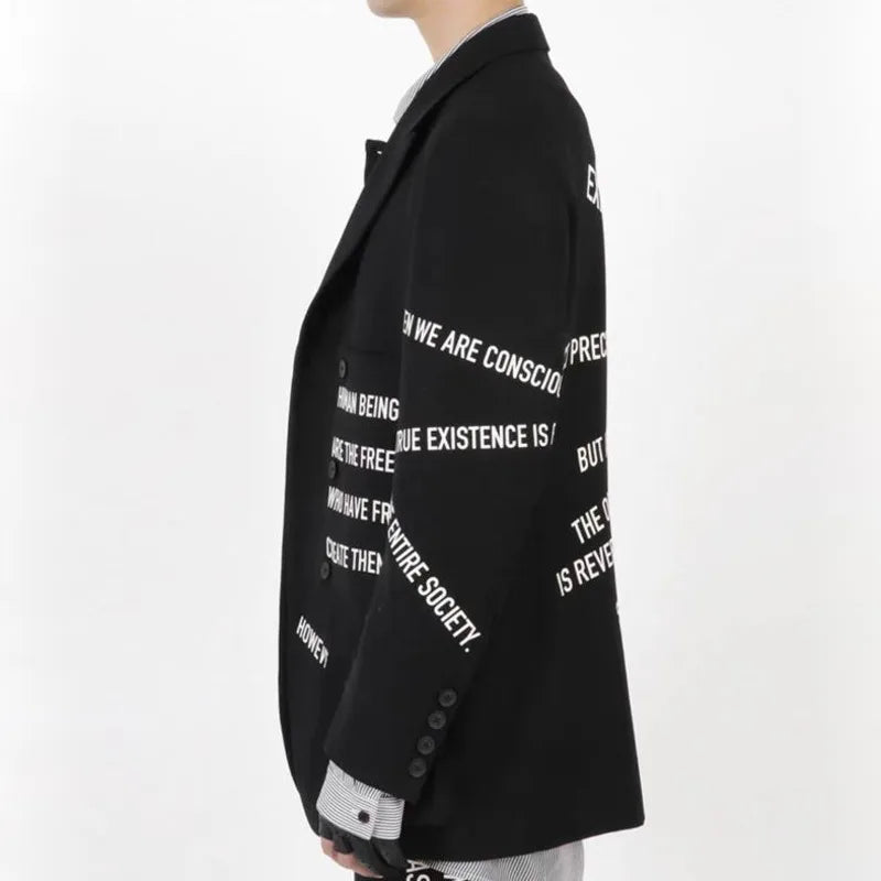 WVGA Spring Autumn New Man Yamamoto Style Darkwear Letter Printed Trendy Suit Coats Niche Chic Casual Multi-Pocket Blazer W12928