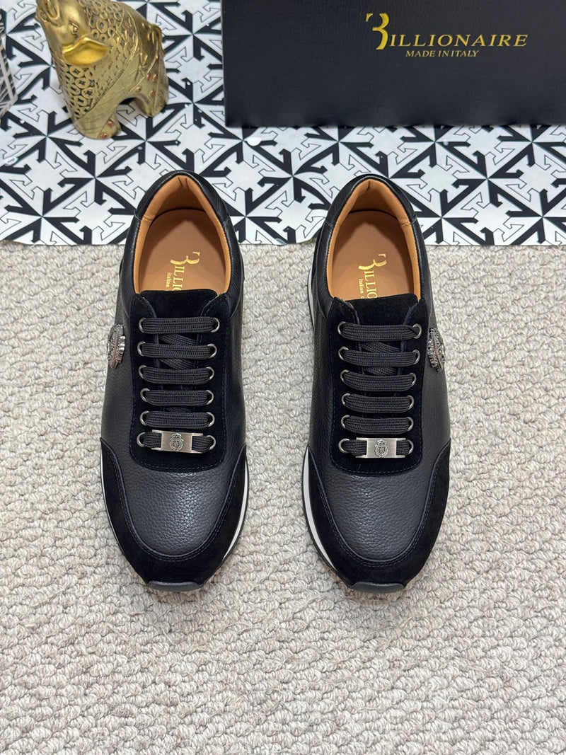 BILLIONAIRE BLSK CPRT Shoes Cowhide 2025 new embroidery fashion quality comfort motion Men‘s European size 39-45 Black Shoes