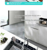 100 CM Large Size Single Slot Stainless Steel Kitchen Sink Multifunctional With Trash Can and Draining Rack Wash Vegetable Basin