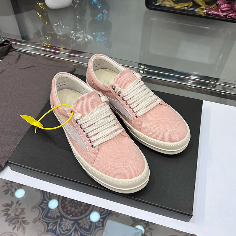 Women Low Top Casual Shoes Summer Breathable Retro Denim Lace Up Men Thick Sole Increase Height Ro Luxury Designer Flat Sneakers