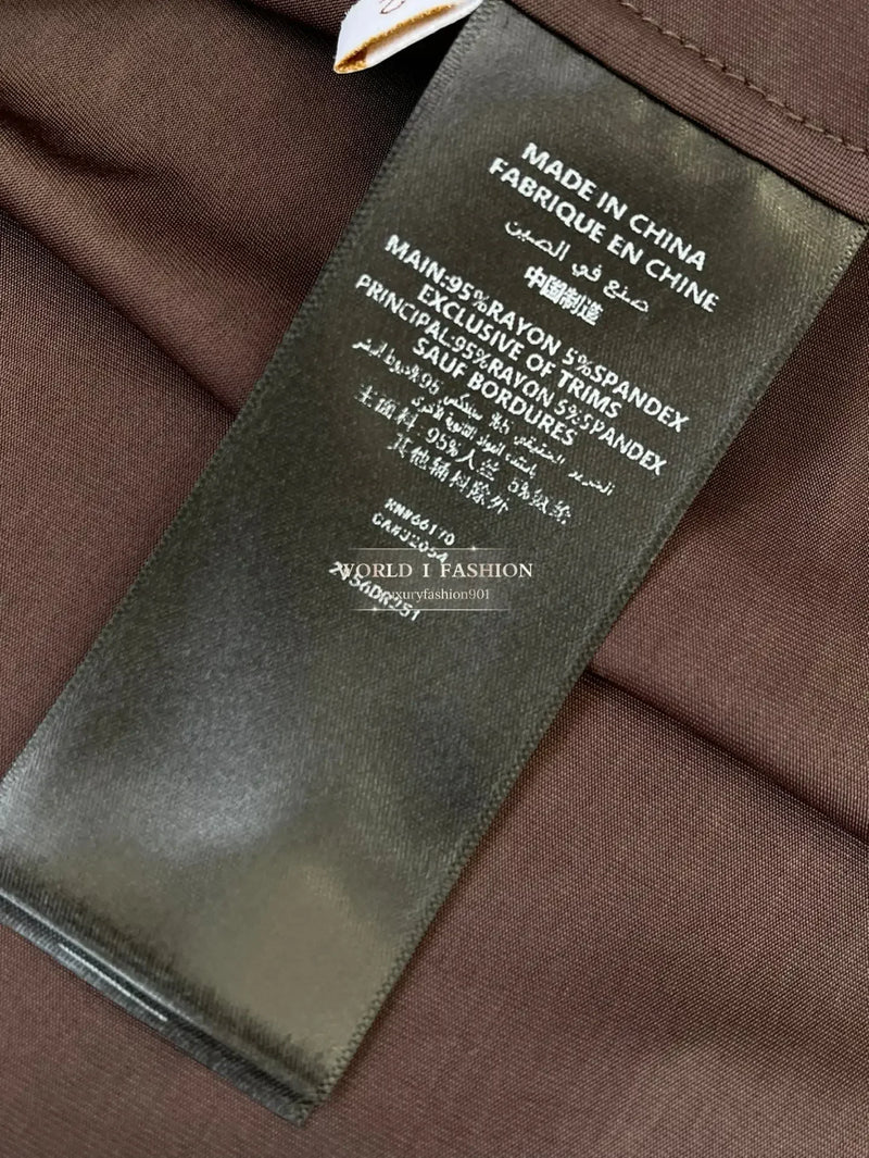 2025 New Brown Coffee Sleeveless Pleat Slit Hem Maxi Dress for Women Elegant