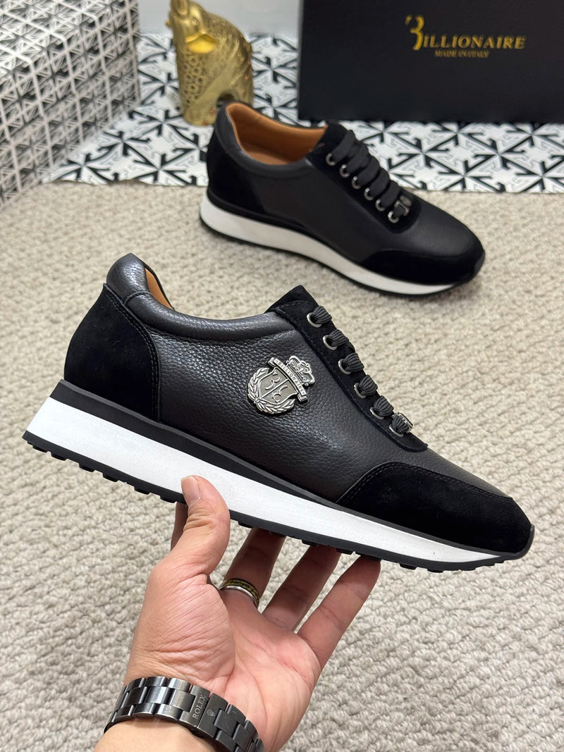 BILLIONAIRE BLSK CPRT Shoes Cowhide 2025 new embroidery fashion quality comfort motion Men‘s European size 39-45 Black Shoes