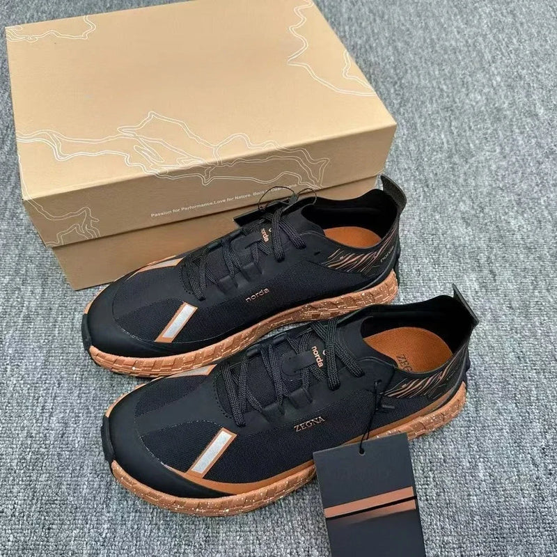 New Norda High-End Spring Summer Mens Running Shoes, Breathable Lace-Up Soft Sole, Non-Slip Cushioned Casual Low-Top Sneakers