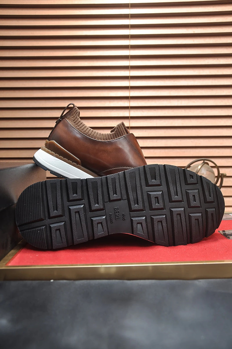 BLLIYOSS 1895 Men Shoes 2025 new Calf leather stitching  high quality Three dimensional relief sculpture Embossed badge pattern