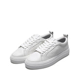 MOOQDAAX 2025 Spring Autumn England Style Fashion Genuine Leather Cowhide Casual Vulcanized Pure White Shoes Sneakers Woman