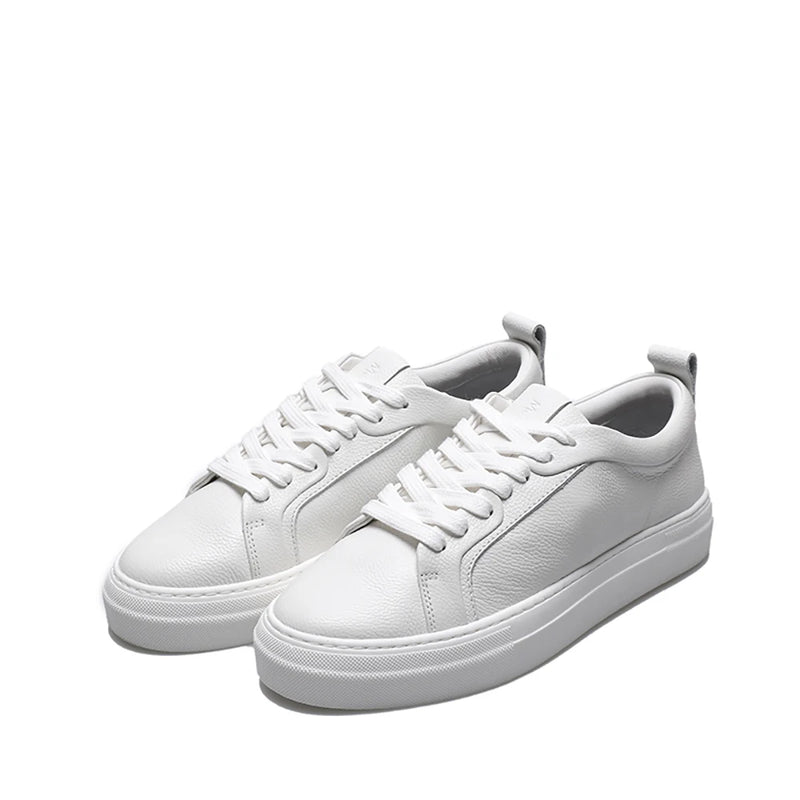 MOOQDAAX 2025 Spring Autumn England Style Fashion Genuine Leather Cowhide Casual Vulcanized Pure White Shoes Sneakers Woman