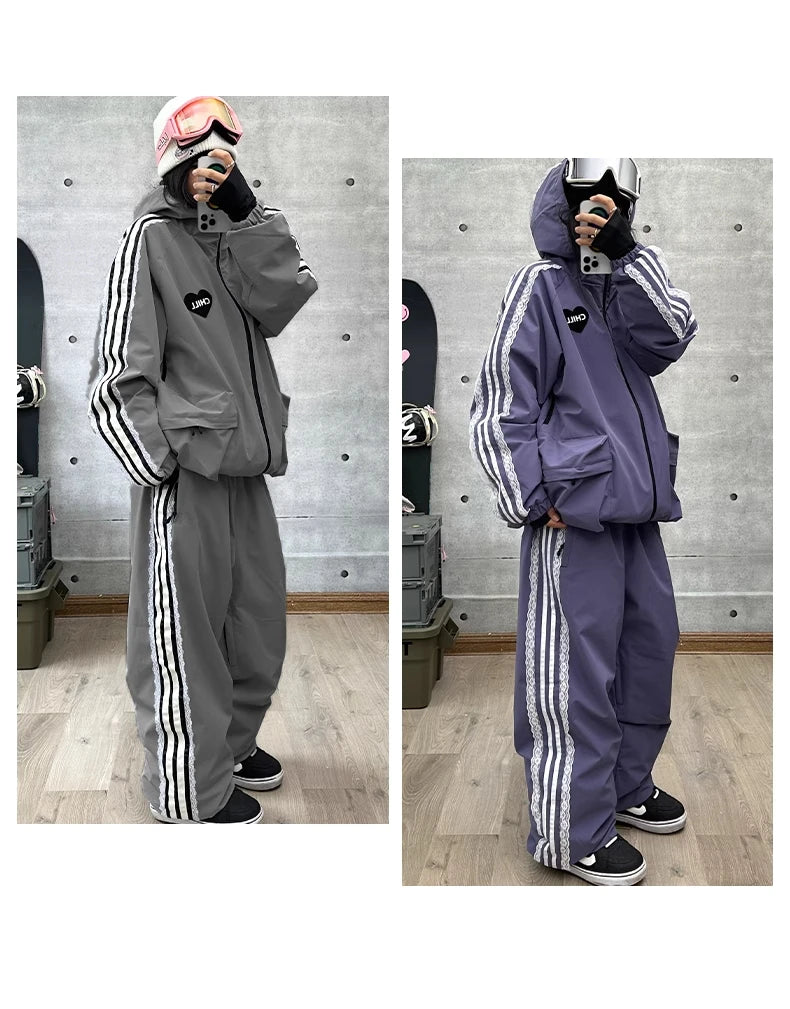 John Snow Fashion Waterproof Ski Suit Warm Breathable Snow Jacket And Pants For Men And Women Outdoor Sports Snowboard Clothing