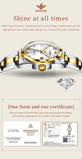 Original OUPINKE 3199 Swiss Automatic Mechanical Watch for Women Real Diamond Sapphire Mirror Ladies Watch Bracelet Set Gift NEW