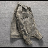 Camouflage Grey Spring Leather Jacket Men Vintage Style Genuine Natural Sheepskin Single Breasted Leather Coat