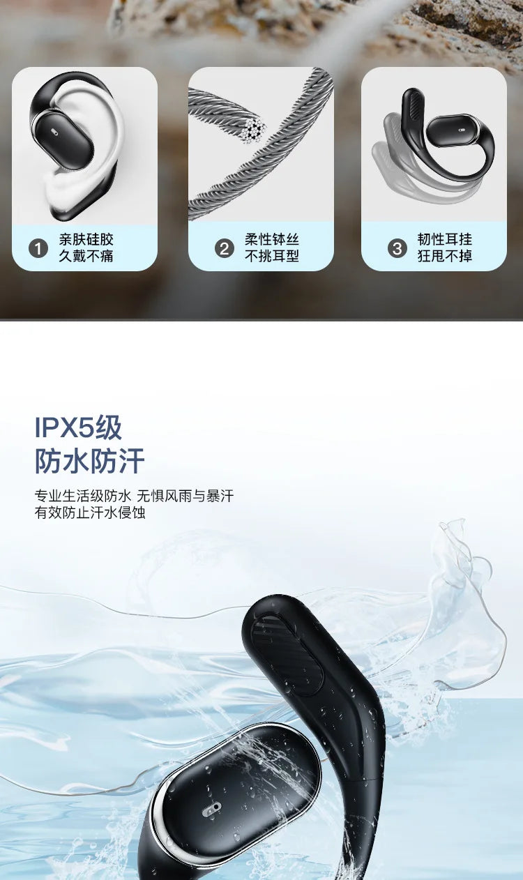 New intelligent digital noise reduction non in ear air conduction wireless earphones with ultra long battery Bluetooth earphones