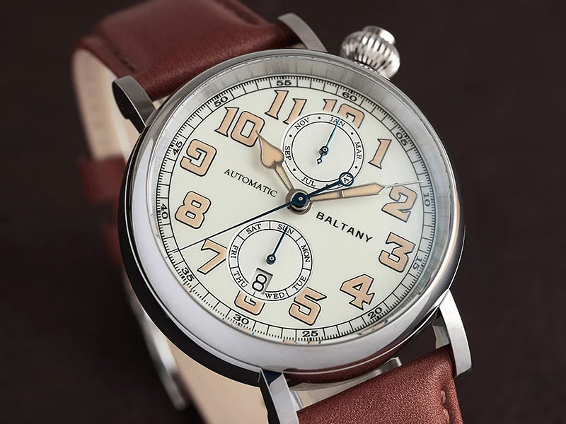 Baltany 2024 New 1935 S6047 Retro Men's Automatic Mechanical Watch Luxury Sapphire Waterproof 5Bar Super Glow C3 releoj hombre w