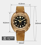 ADDIESDIVE AD2104 Retro Men's Watch CUSN8 Bronze Case Sapphire Automatic Mechanical Watch Watches Waterproof Luminous Wristwatch