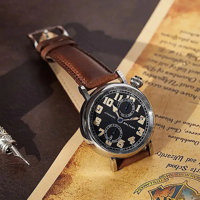 Baltany 2024 New 1935 S6047 Retro Men's Automatic Mechanical Watch Luxury Sapphire Waterproof 5Bar Super Glow C3 releoj hombre w