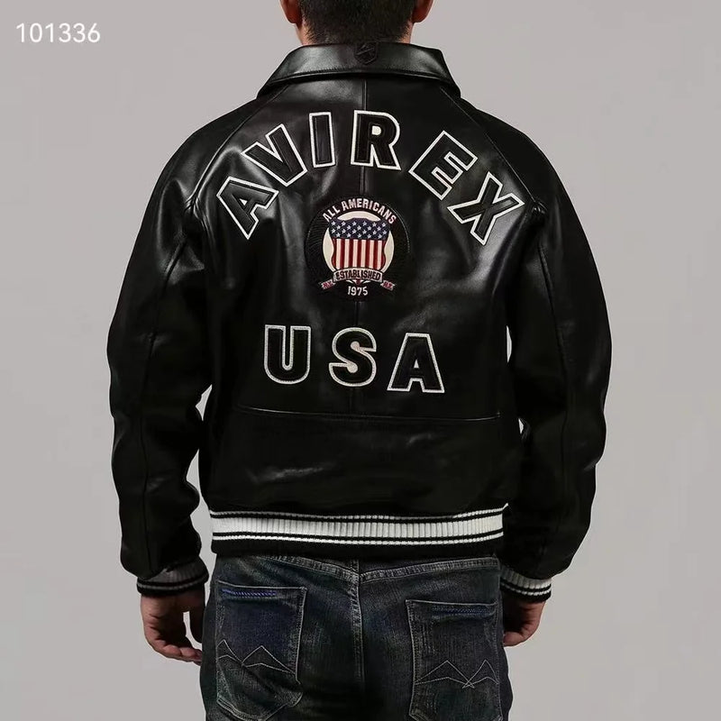 Europe US plus size Men Hip Hop Sheep skin Varsity Jacket Embroidered Diamond Classic Casual Sport genuine leather Coat clothing