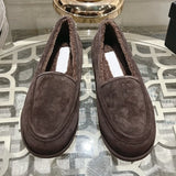 High quality Concise Suede Shearling Patchwork Low Heels Loafers Classic Round-Toes Platform Slip-on Basic Woman Flats 25071262