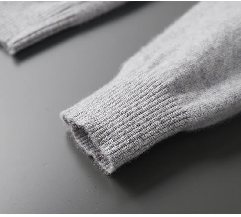 Men's POLO Collar Knitted Pullover Sweater 100% Cashmere Long Sleeved Shirt Casual Business Solid Color Men's Tops Autumn Winter