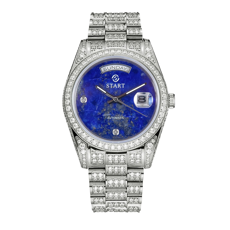 【START】Men's watch Swiss Automatic Mechanical Movement Diamond Watch Waterproof Date Week Function Golden watch