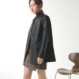 Women's Leather Jacket Coat, Collarless Suit, The First Layer Sheepskin, Lady Leather Coat, Spring and Autumn Fashion