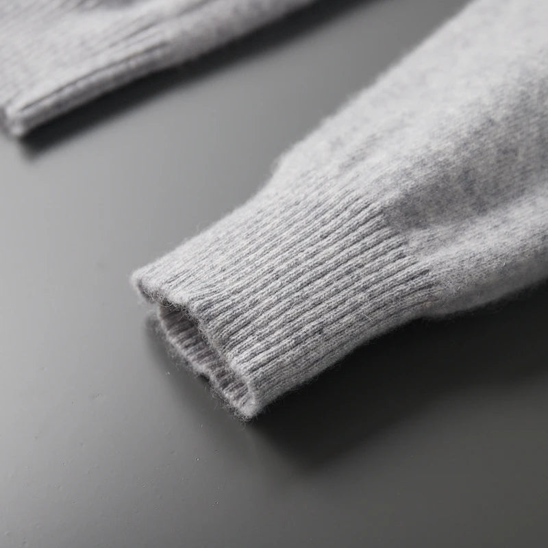 Men's POLO Collar Knitted Pullover Sweater 100% Cashmere Long Sleeved Shirt Casual Business Solid Color Men's Tops Autumn Winter