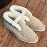 Fur Loafers Flat Shoes Women's Suede Slippers 2025 Quality Casual Shoes Women's Winter Wool Snow Boots
