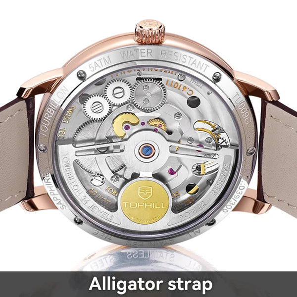 TOPHILL Tourbillon Watch for Men Automatic Movement Luxury watch Power reserve 5Bar Waterproof Sapphire glass
