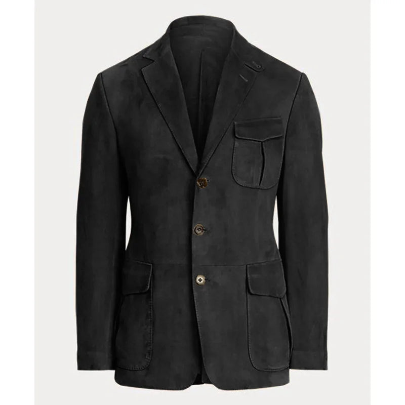 Men's Blazer Suede Casual Jacket Retro Design Single Breasted Notch Lapel Warm Coat For Autumn Winter Coat Formal Business Suit